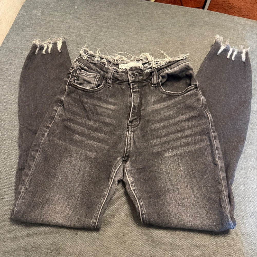 KanCan Frayed Raw Waist Skinny Jeans Faded Black Maurices Exclusive 26 125387